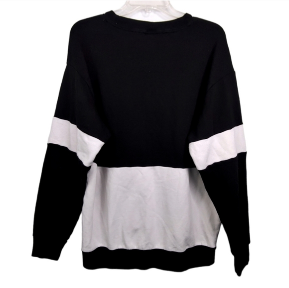 PINK VS Black and White Striped Cozy Oversize Sweatshirt Women's Size Medium M - Picture 2 of 7